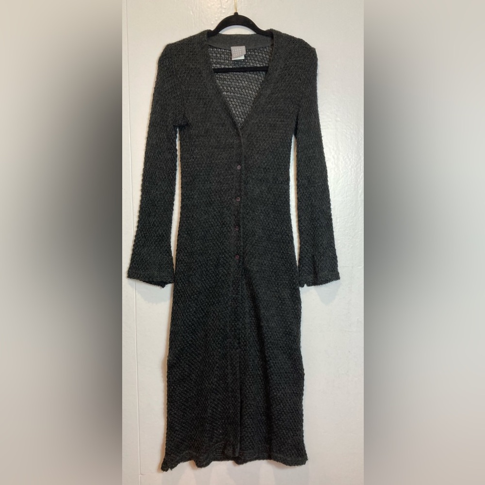 Rabbit Rabbit Rabbit Gray Fuzzy Cardigan Sweater Coat Long Length Size 6 Petite
